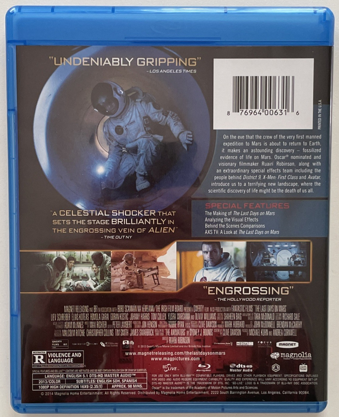 THE LAST DAYS ON MARS Blu-Ray Liev Schreiber 2013 Sci Fi w/SLIPCOVER – MINT DISC