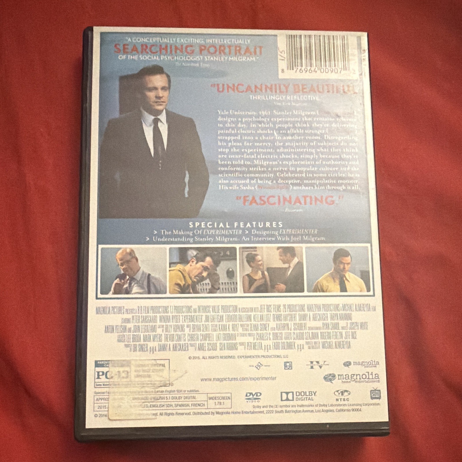 Magnolia Experimenter DVD PG-13 Widescreen 2015 Sarsgaard Ryder Almereyda