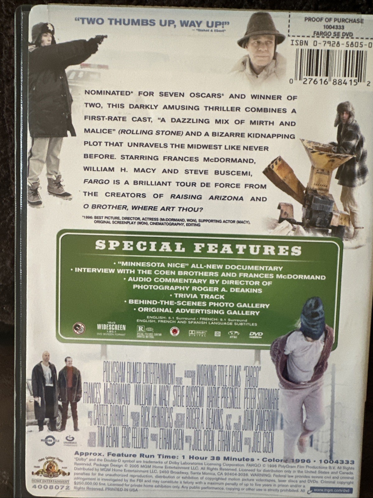 Fargo: Special Edition Movie DVD Coen Brothers