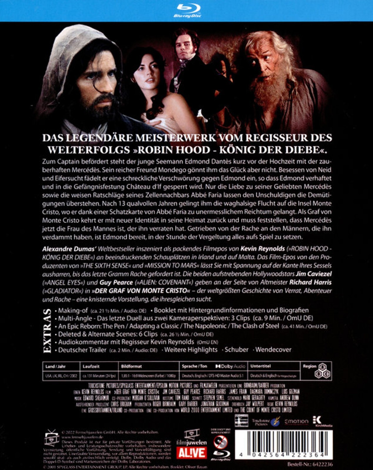 The Count of Monte Cristo (2002) Blu-Ray NEW (German Packaging/English Audio)
