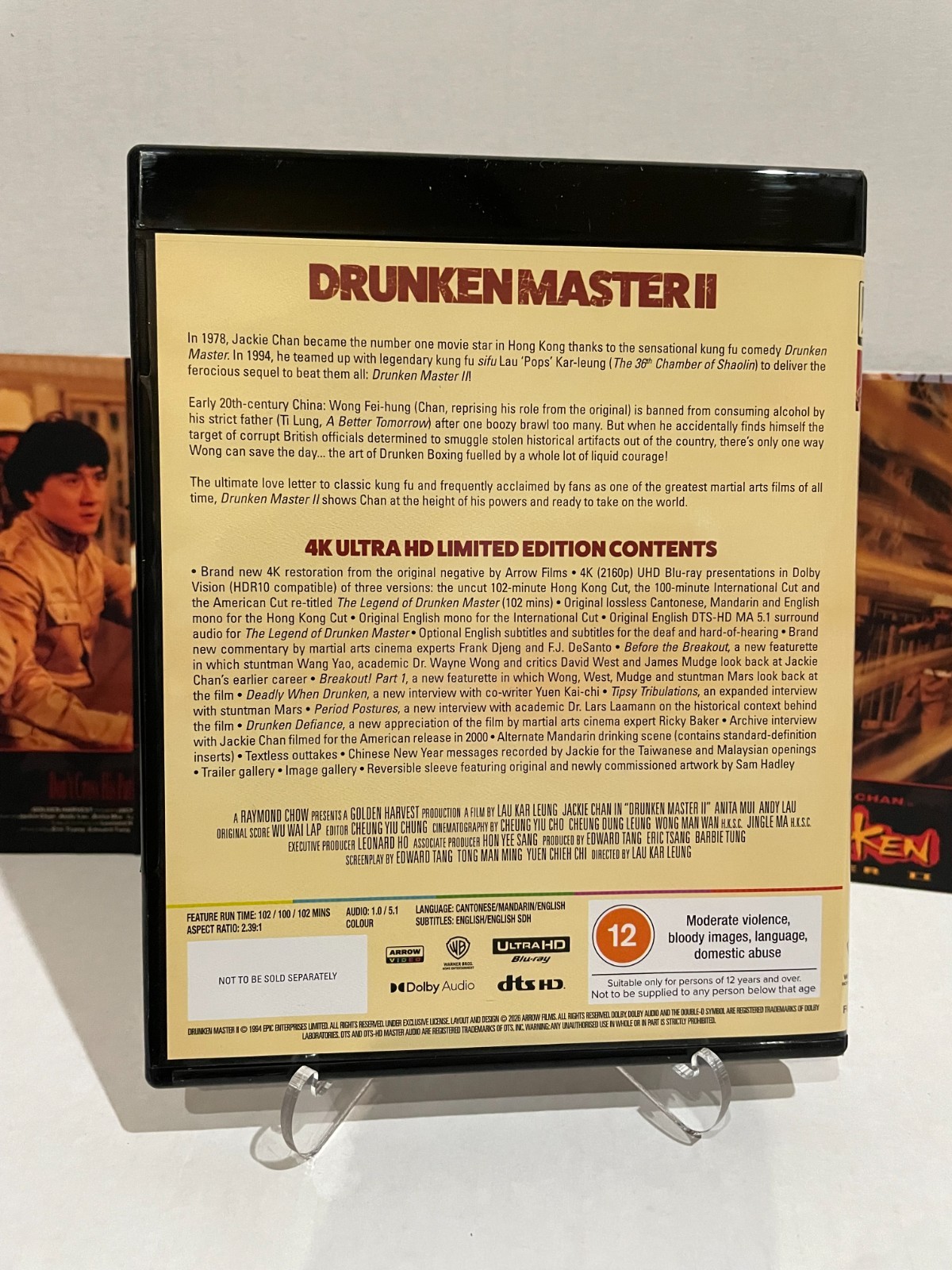 Drunken Master II (1994) Jackie Chan 4K UHD Blu-Ray plus artcards USED