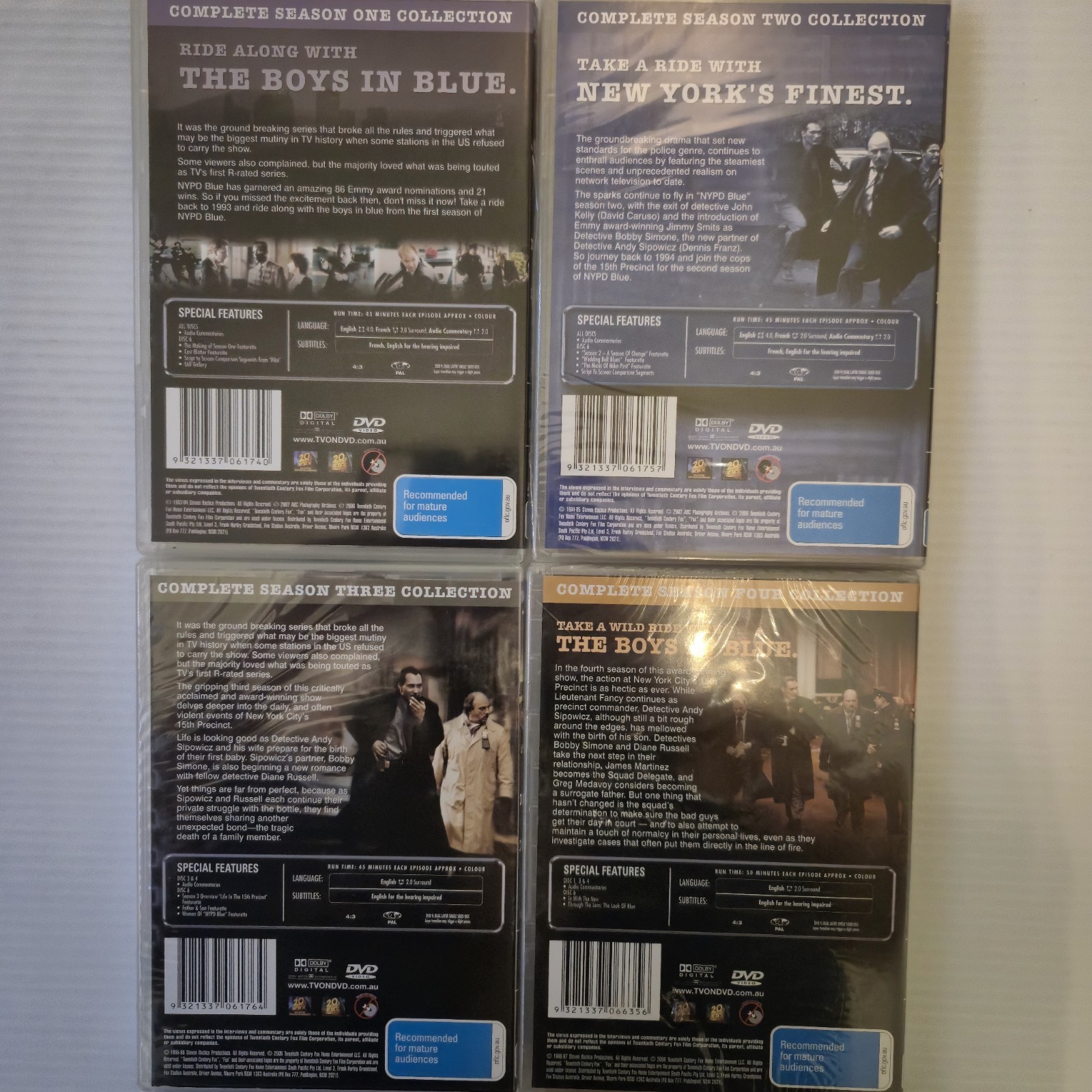 NYPD Blue Complete Seasons 1-4 24dvds Boxsets Season2-4 Brand New And Sealed R4