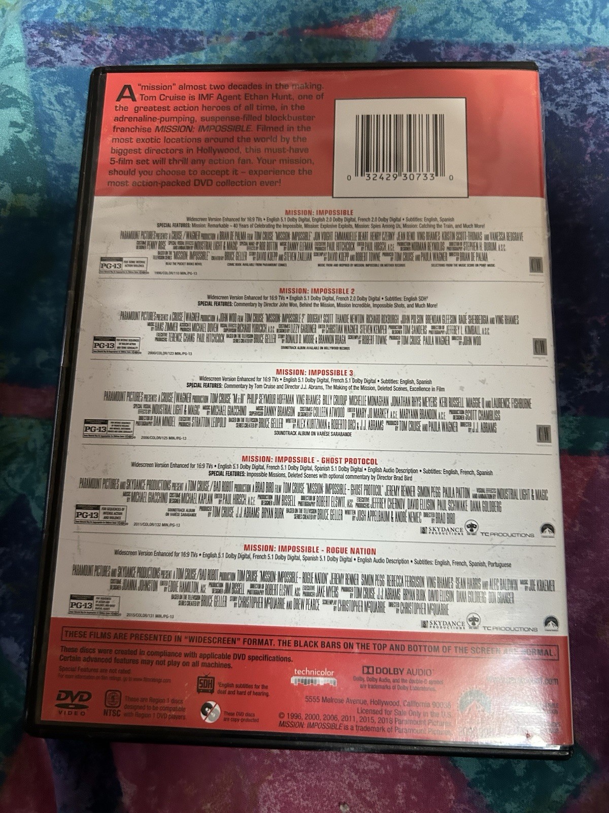 5 Movie Collection – Tom Cruise Mission Impossible Movies DVD NEW FREE SHIPPING