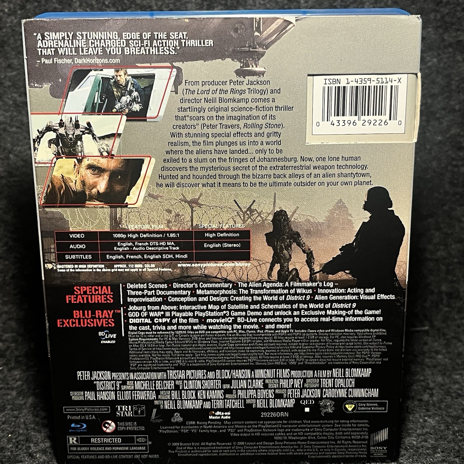 District 9 Blu-ray DVD Combo Slipcover Sci-Fi Movie Peter Jackson Neill Blomkamp