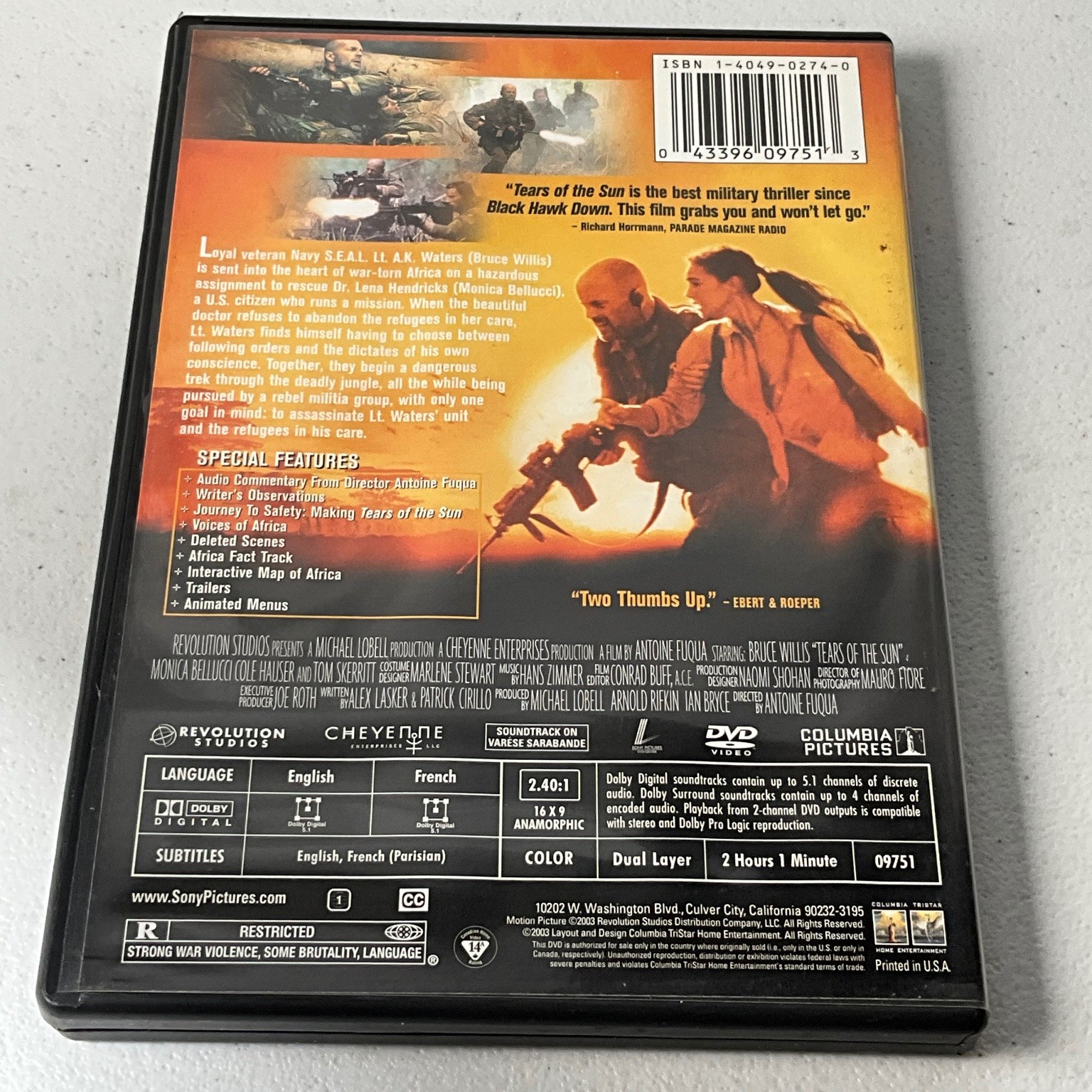 Tears of the Sun DVD 2003 Special Edition Bruce Willis Antoine Fuqua Action War
