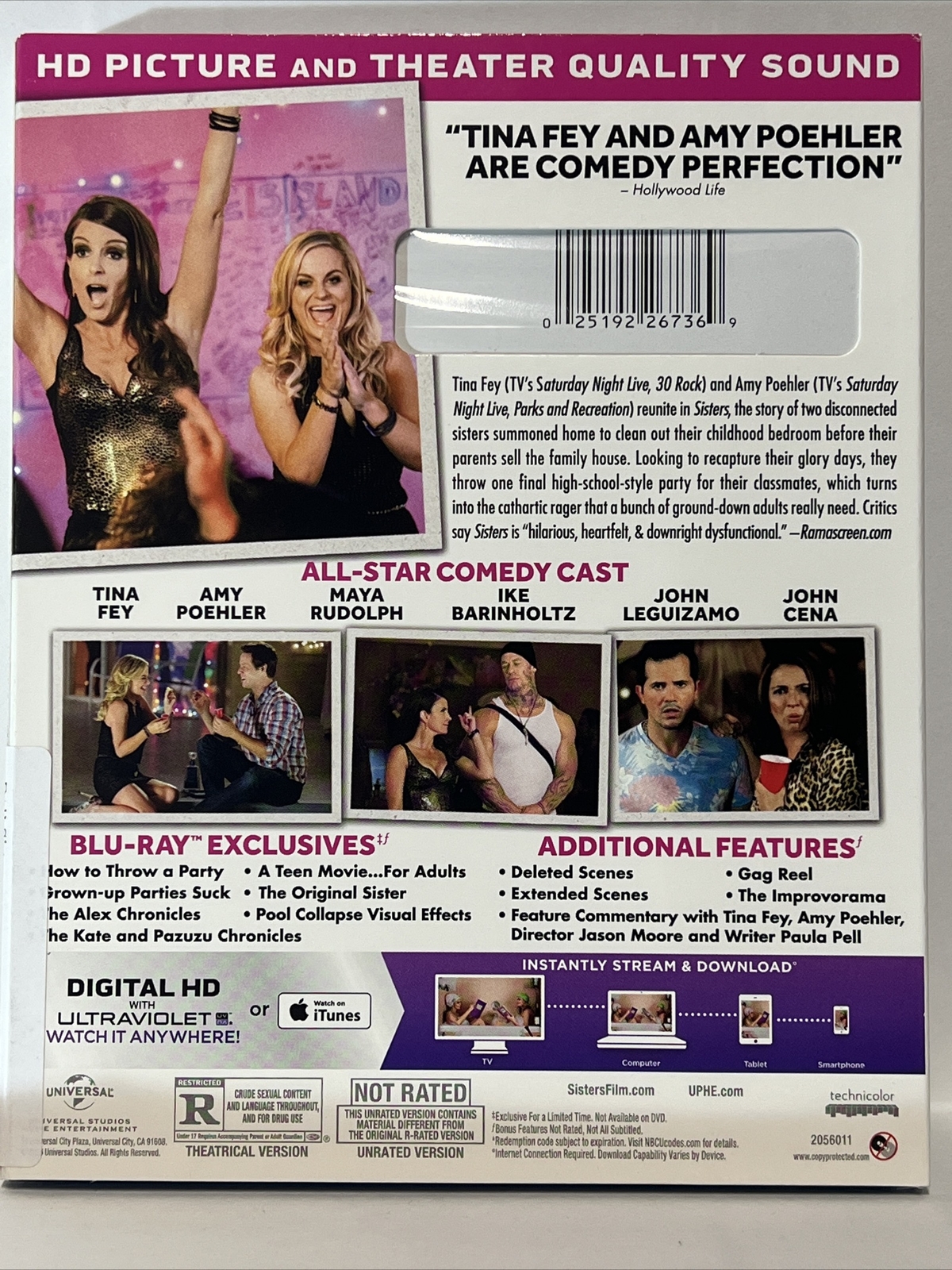 Sisters (Blu-ray/DVD, 2016, 2-Disc Set) – Unrated and Theatrical Versions