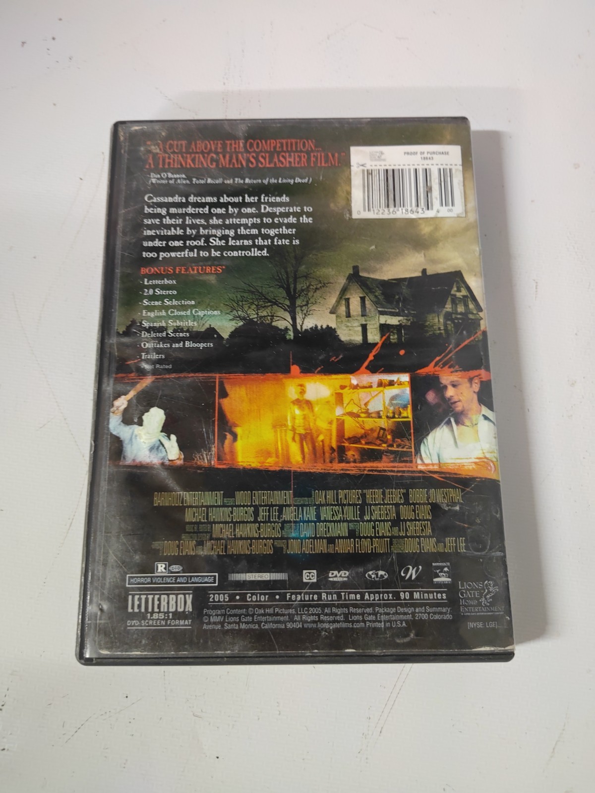 Lions Gate Heebie Jeebies (DVD, 2005) Horror R 1.85:1 Spanish Subs 90 min