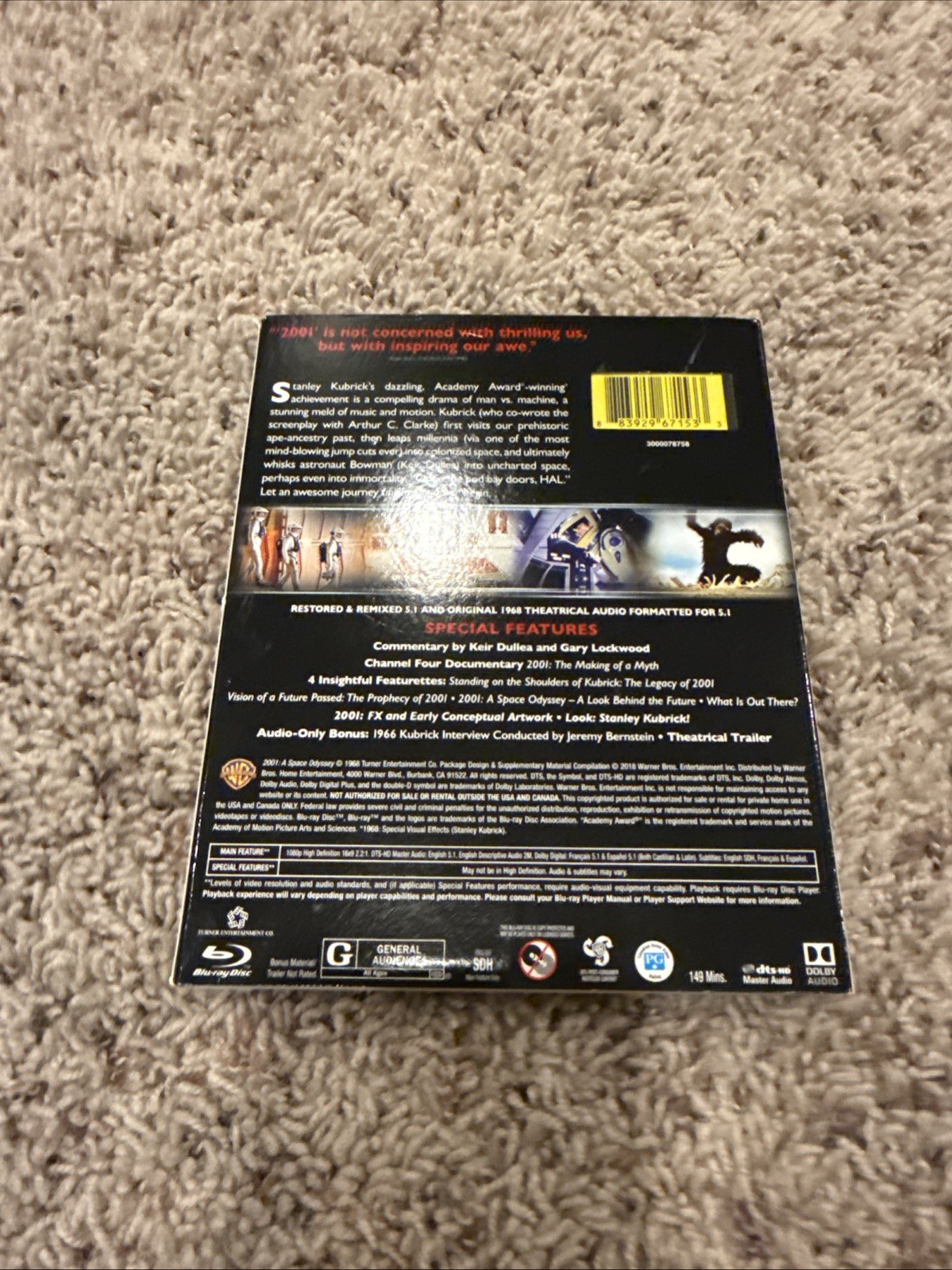 2001 A Space Odyssey Blu-ray Kubrick w/ Slipcover Sci-Fi Classic