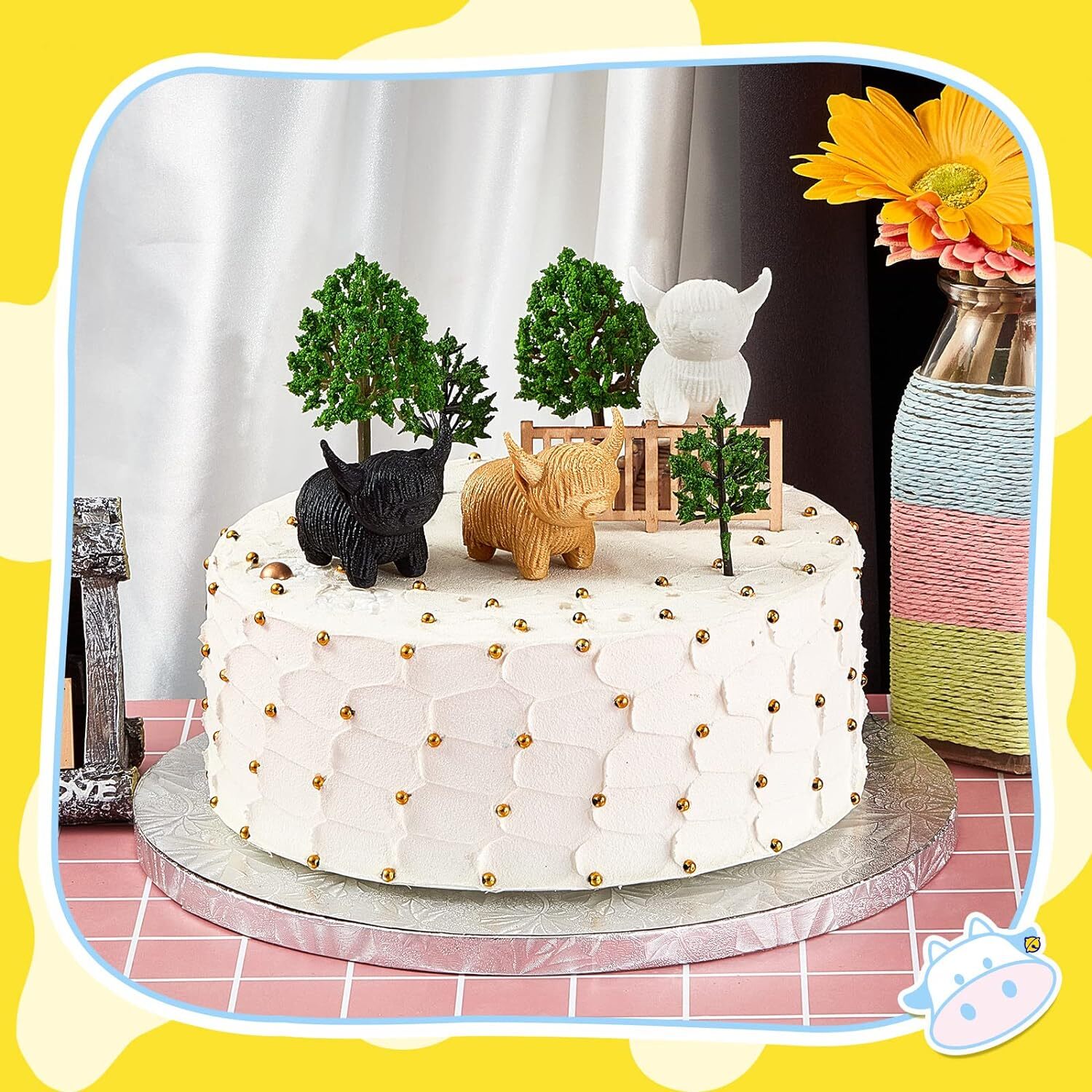 Henoyso 3 Pcs Highland Cow Figurine Decor Gift Cow…