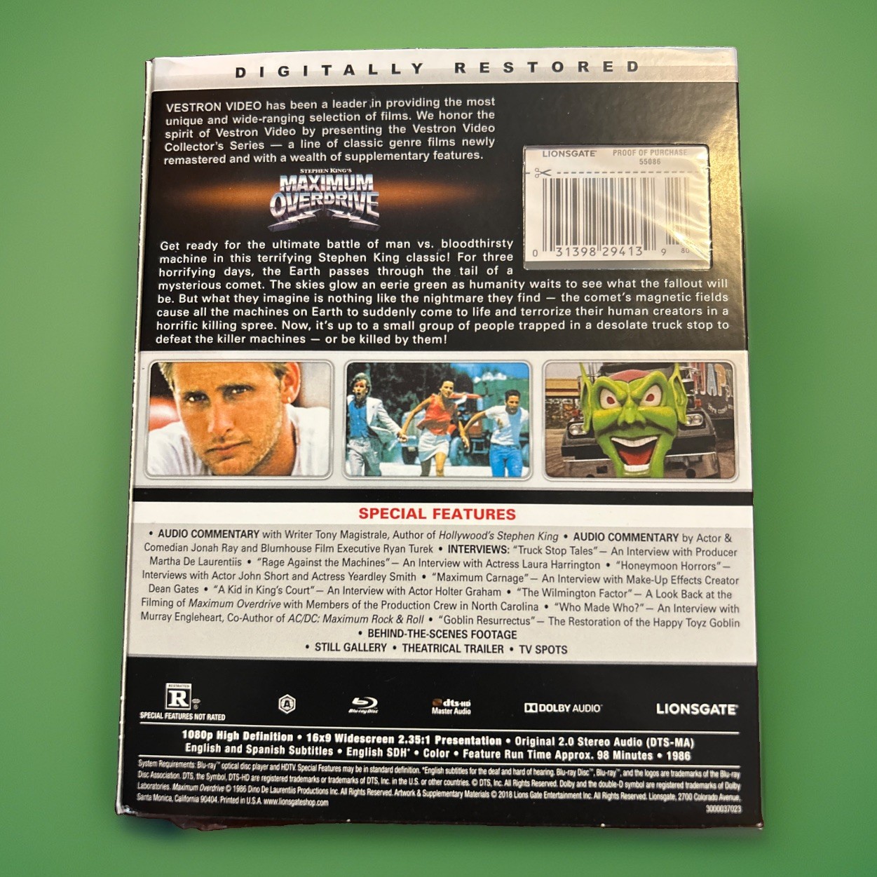Maximum Overdrive (Blu Ray) Vestron Video Collector’s Series w/ Rare Slip – New