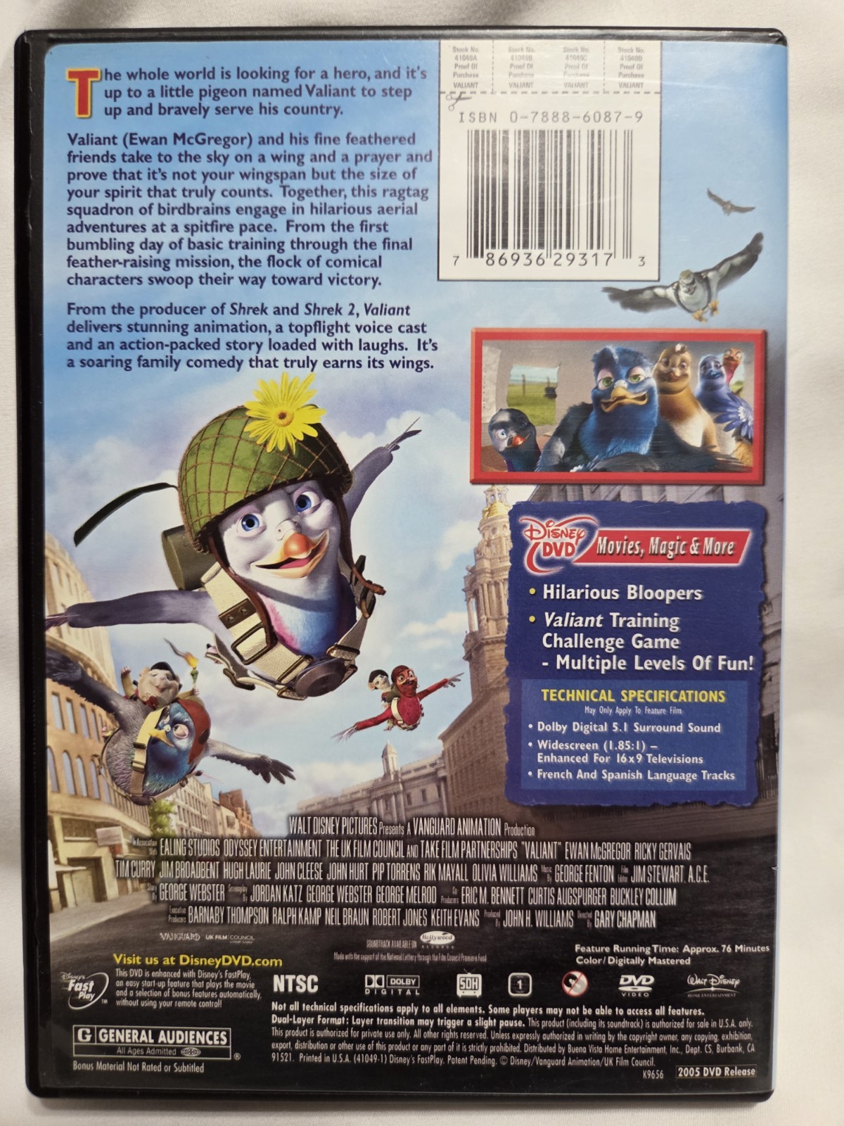 Disney’s “Valiant” (DVD, 2005) voices: Ewan McGregor, Rick Gervais &Tim Curry