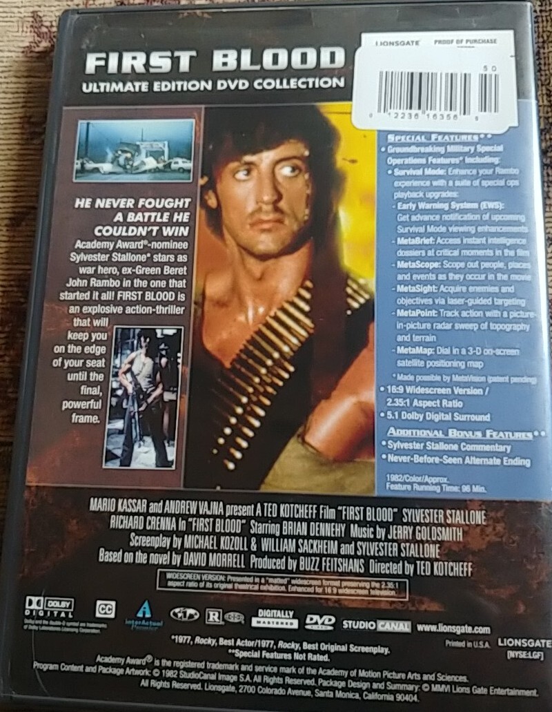 2 Sylvester Stallone Ultimate Dvd Movies: FIRST BLOOD & RAMBO 1ST BLOOD PART II