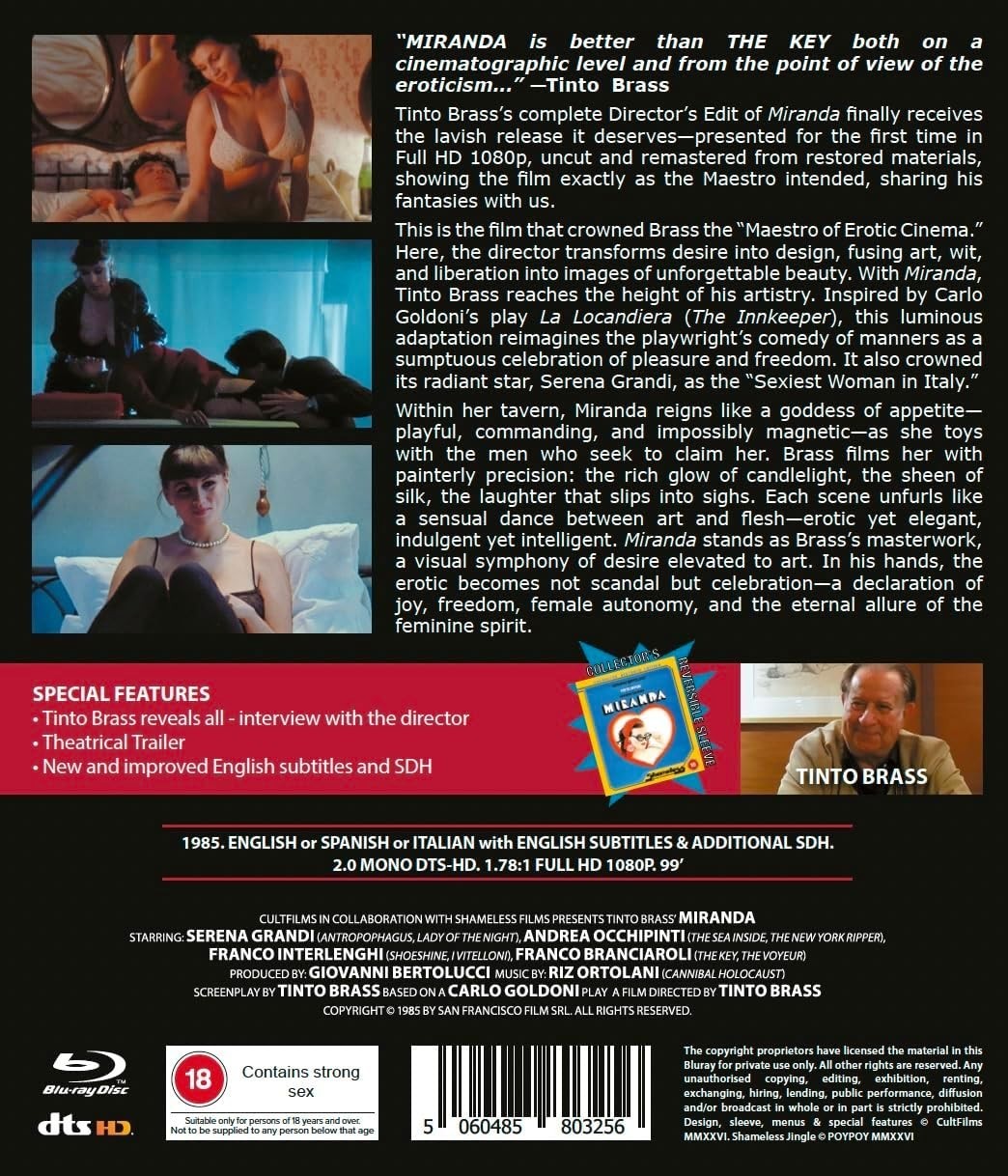 MIRANDA (1985) Tinto Brass Blu-Ray BRAND NEW (Playable in USA/Canada)