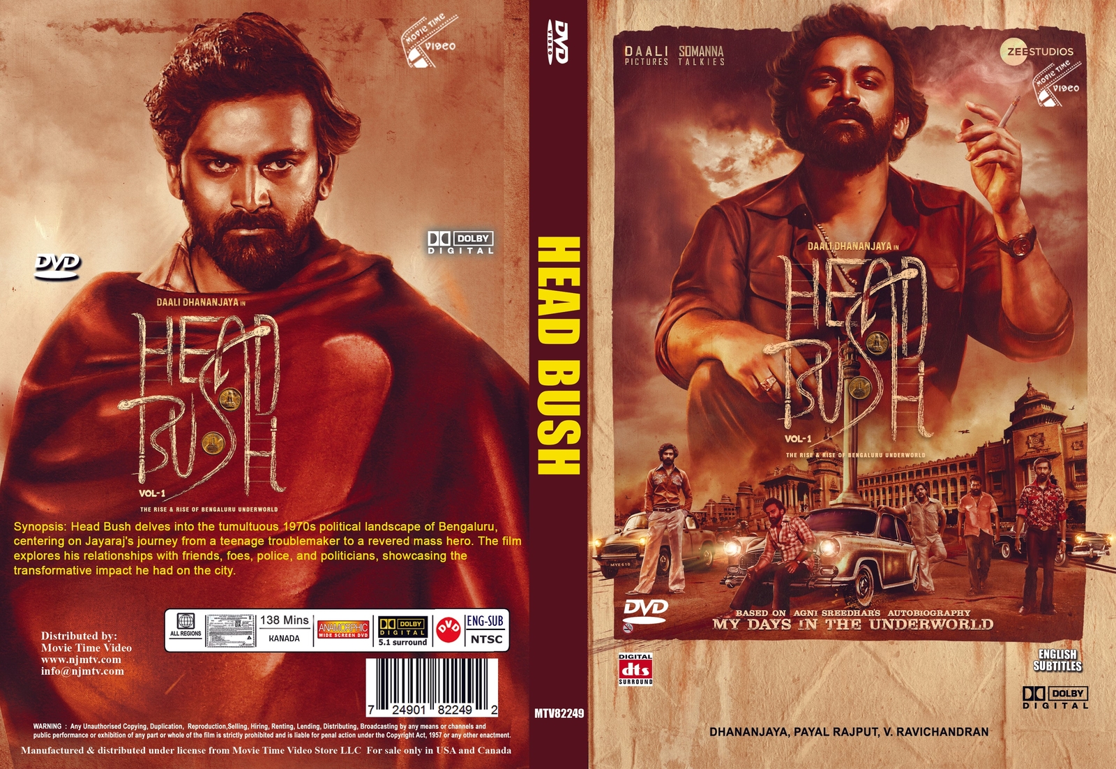 Head Bush Kannada Movie DVD stg: Dhananjaya, Payal Rajput, V. Ravichandran