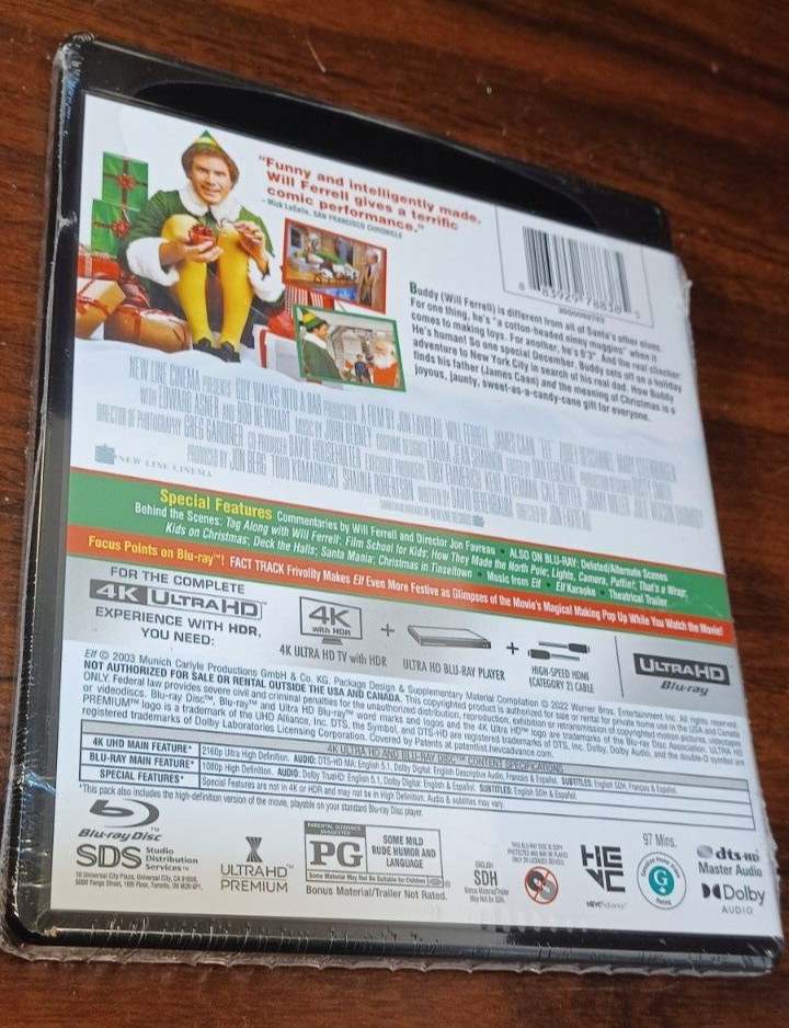 Elf 2003 (4K UHD Disc) Will Ferrell-NEW (Sealed)-Free Shipping with Tracking