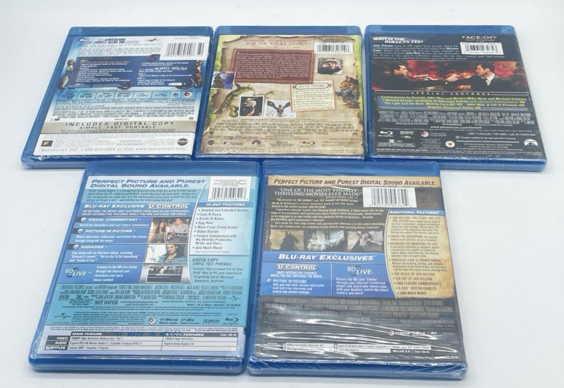 5 Sealed Bluray Lot Van Helsing, Face/Off, Forgetting Sarah Marshall, and 2 More