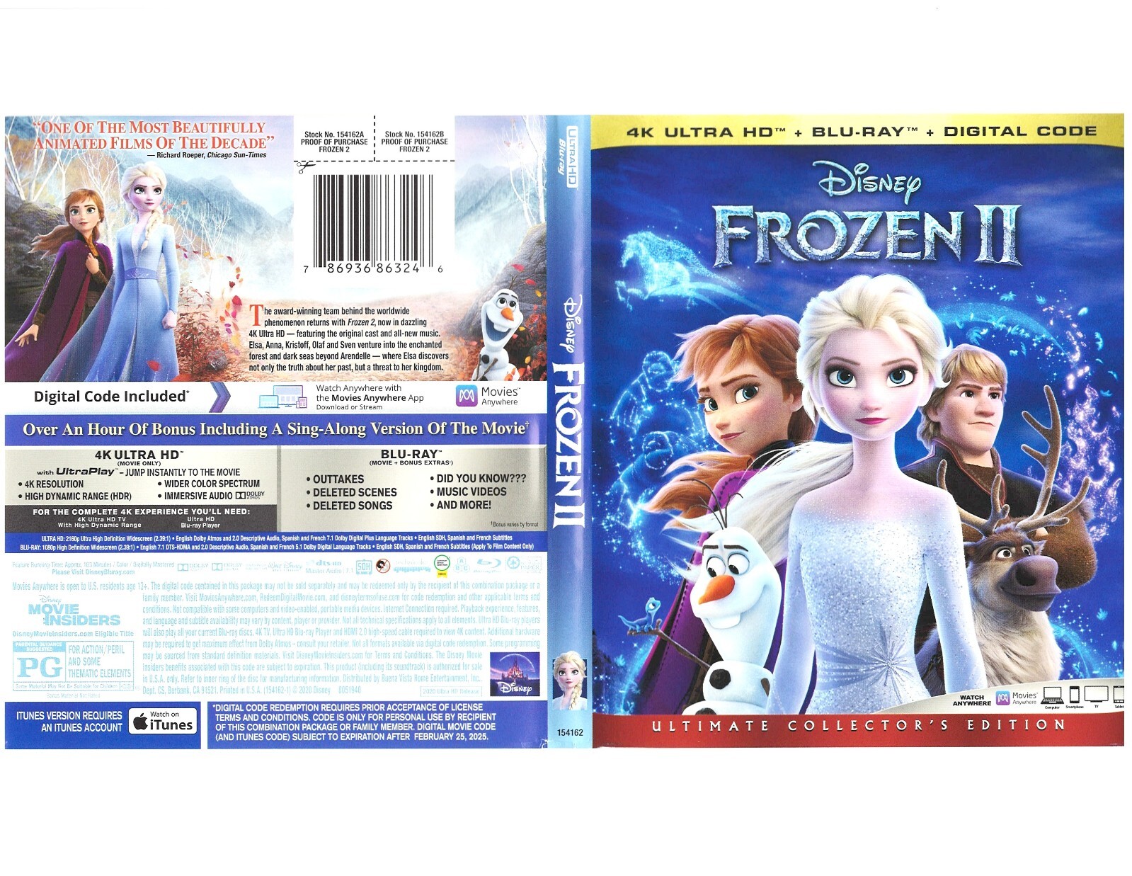 Disney FROZEN 1 & 2 [4k Ultra HD + Blu-ray + digital] 2-MOVIE pack – NEW sealed
