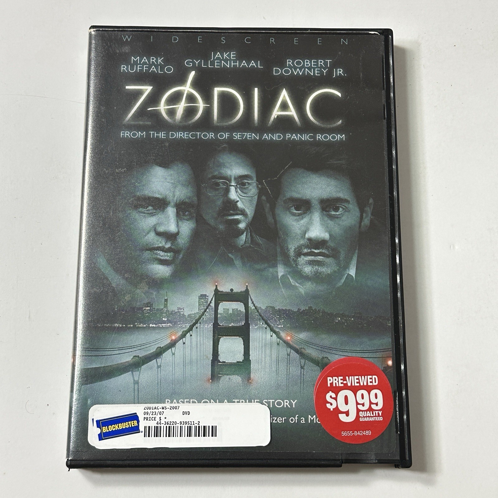 Zodiac (DVD, 2007) Ex-Blockbuster Case, Jake Gyllenhaal, Robert Downey Jr