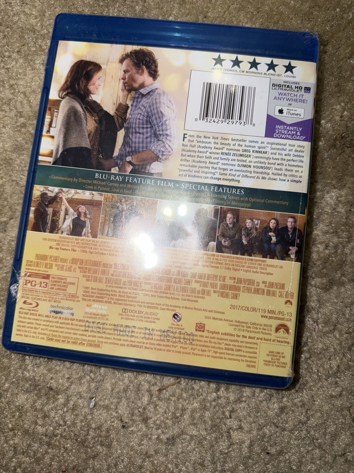 Same Kind of Different as Me Blu-ray 2017 Christian drama movie Greg Kinnear NEW
