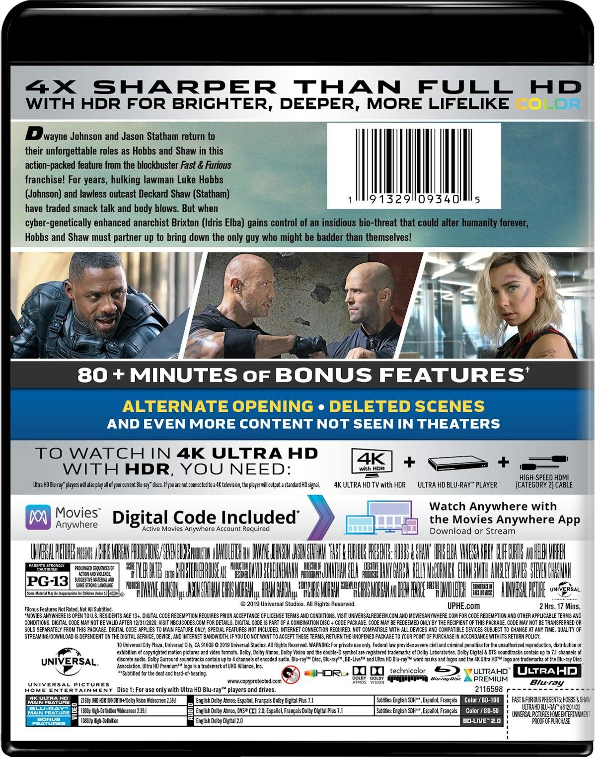 Fast & Furious Presents Hobbs & Shaw 4K UHD Blu-ray Dwayne Johns