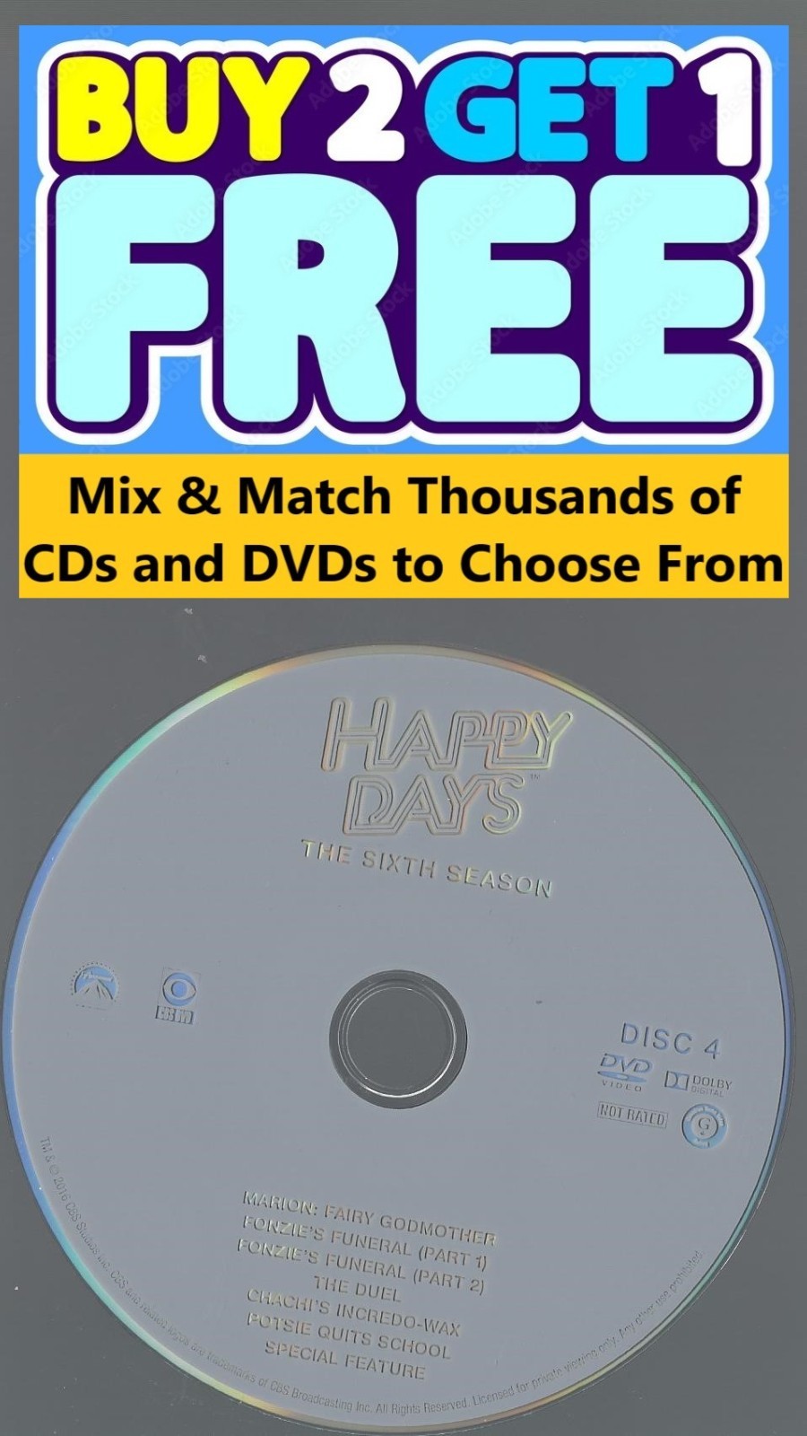 Happy Days (DVD) The Complete Series Sixth Season 6 Disc 4 Replacement Disc