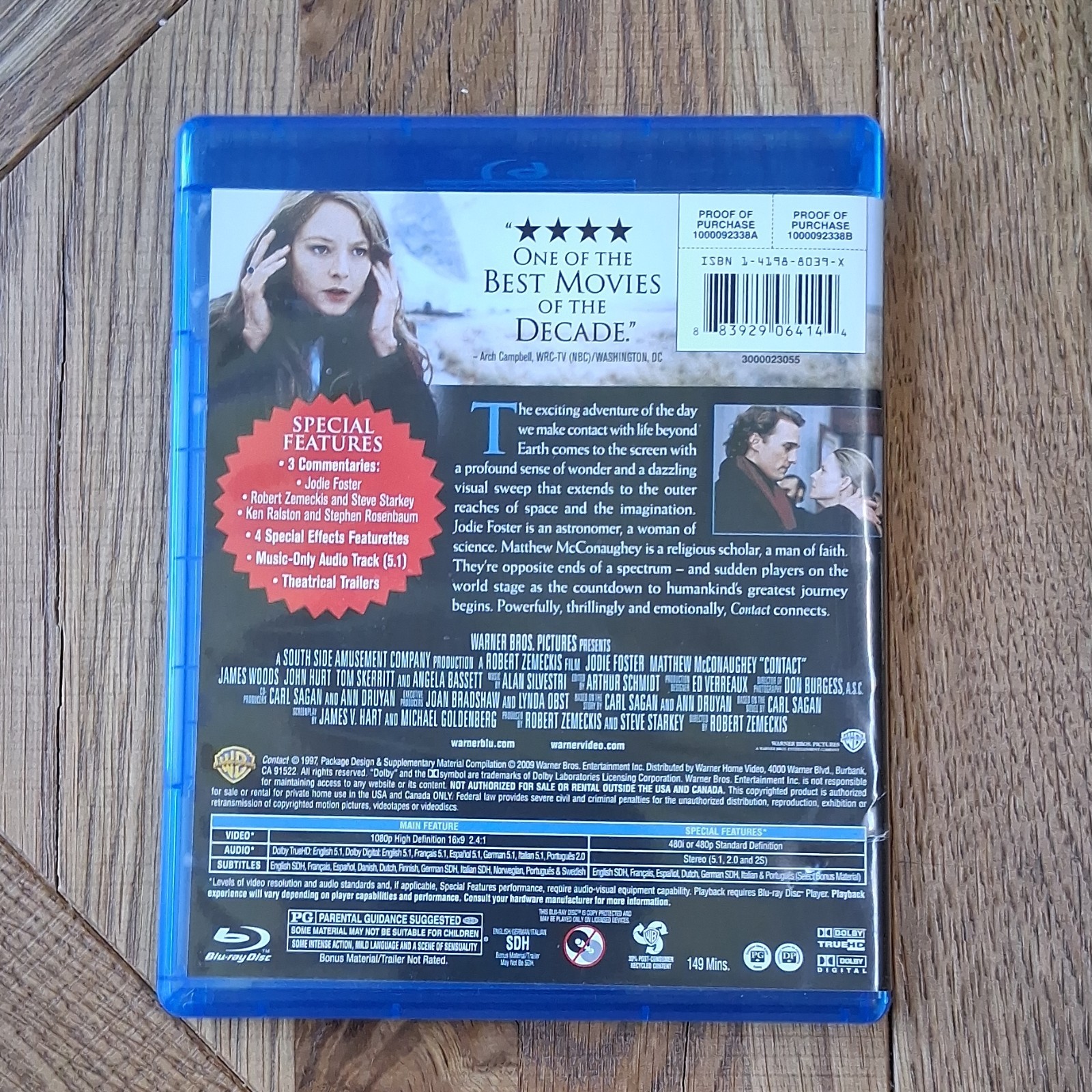Warner Home Video Contact (1997) Blu-ray PG 149min Robert Zemeckis Commentary