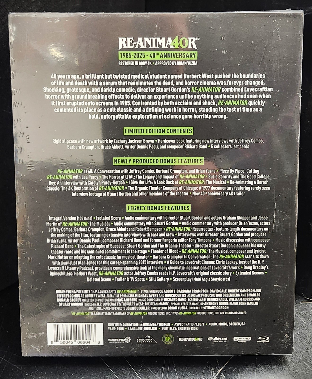 Re-Animator 40th Anniversary (4K UHD Blu-ray) Deluxe Limited Edition Slip Box