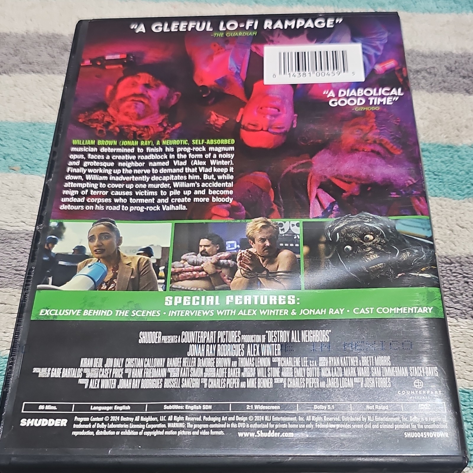 Shudder Destroy All Neighbors (2024) DVD Horror w/Commentary, BTS 86 min