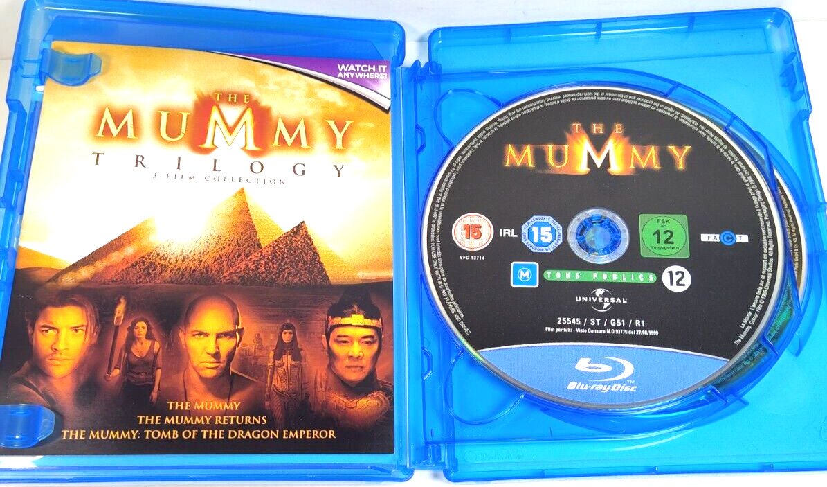 The Mummy: Trilogy 3 Film Collection Blu-Ray Set Digital Ultraviolet UK IMPORT
