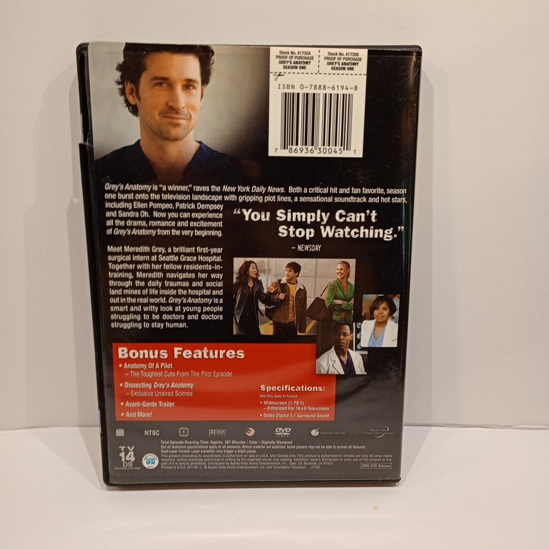 Grey’s Anatomy Season 1, TV-14. 2006, Patrick Dempsey, Ellen Pompeo, Sandra Oh