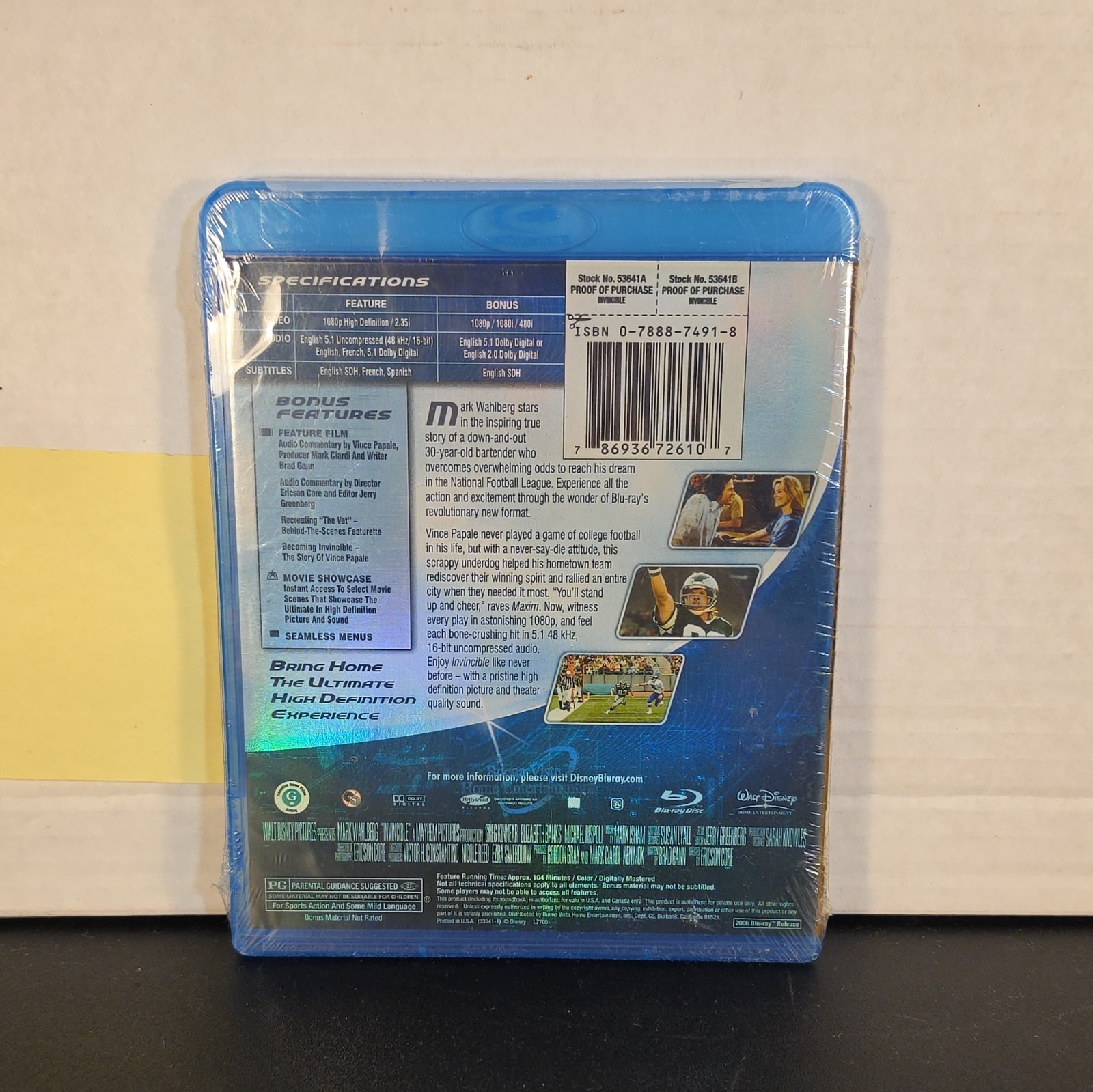 Invincible (Disney Blu-ray, 2006) Mark Wahlberg, Elizabeth Banks – New, Sealed!