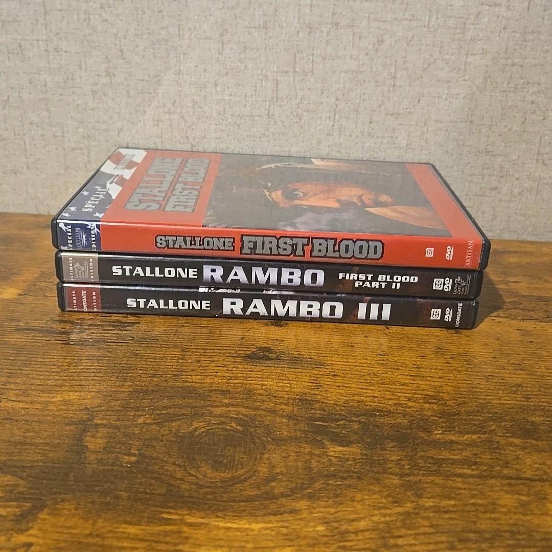 RAMBO 1 2 & 3 Action Trilogy Dvd Lot Vietnam Vet SYLVESTER STALLONE Play 100%