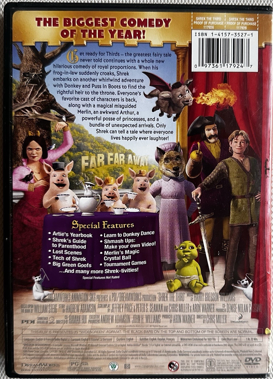 DreamWorks Shrek the Third DVD (PG, 2007, 93 Min) Widescreen Comedy Animation