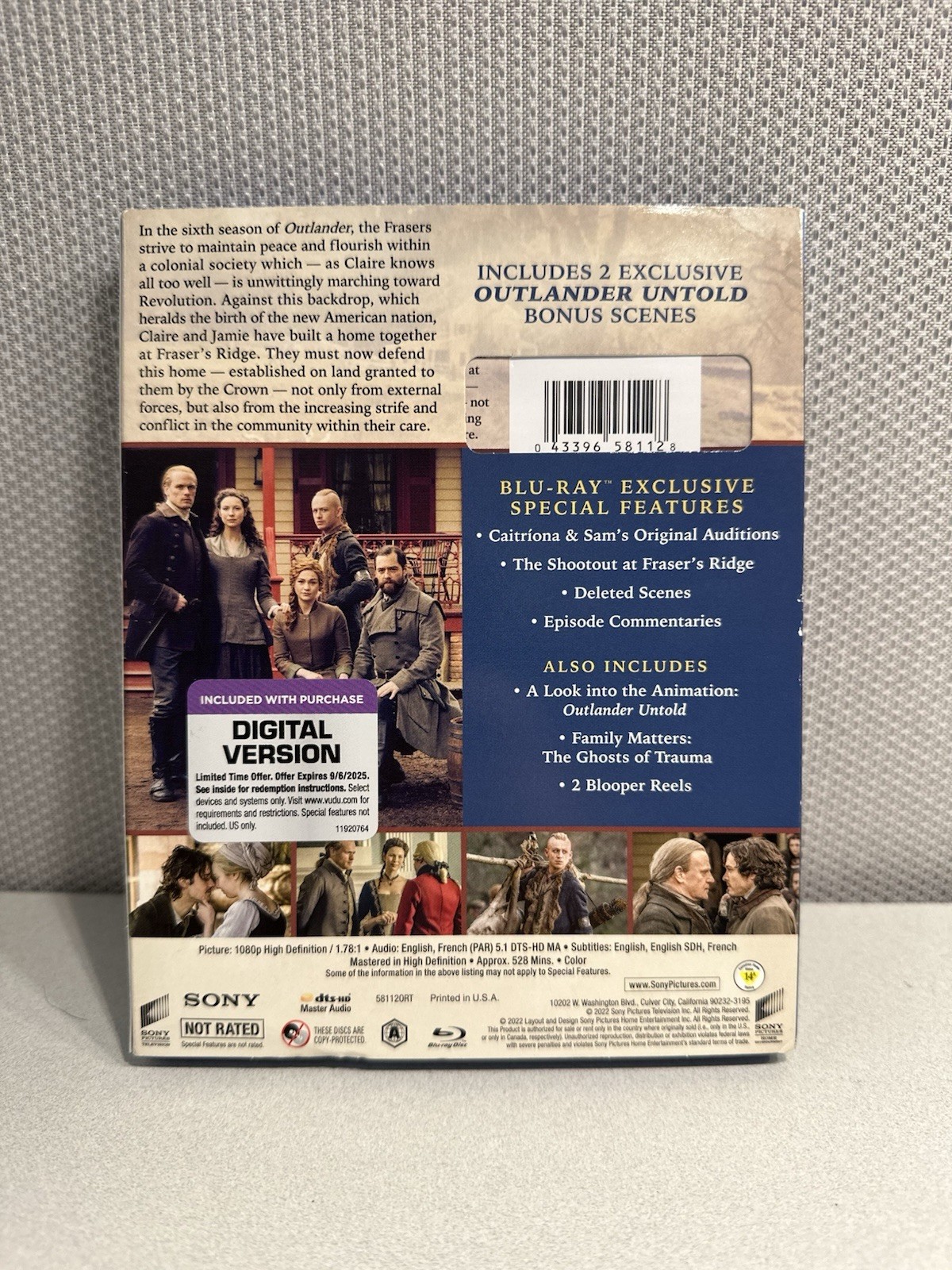 Outlander Season 6 Blu-ray 4-Disc Set Subtitled Slipcover Bonus Scenes