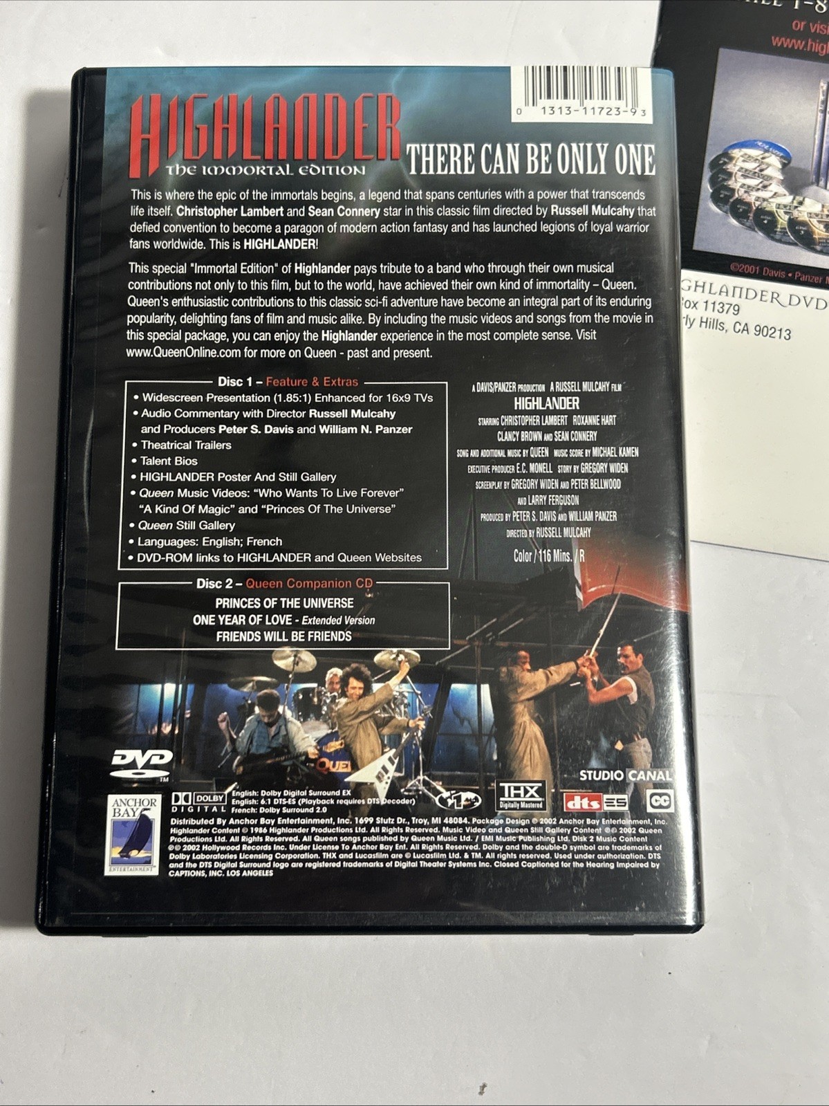 Highlander (The Immortal Edition) (1986; 2002) (DVD, CD) [Starz/Anchor Bay]