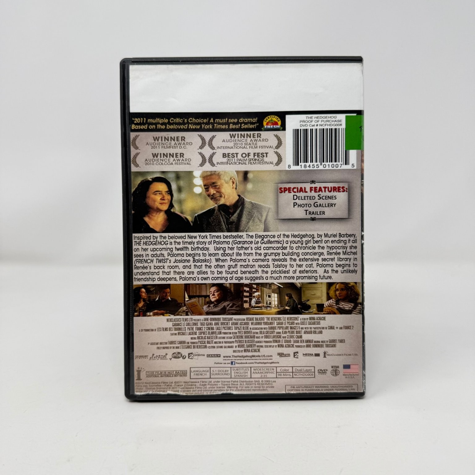 The Hedgehog (DVD, 2011) Josiane Balasko – Mona Achache – French Ex Library Copy