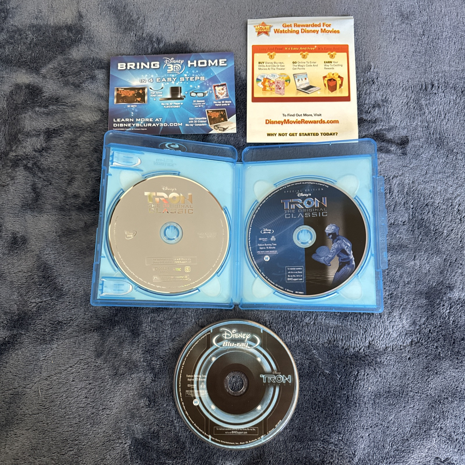 Tron: The Original Classic 1982 Blu-Ray DVD 2011 +Special Edition(3 Pcs)
