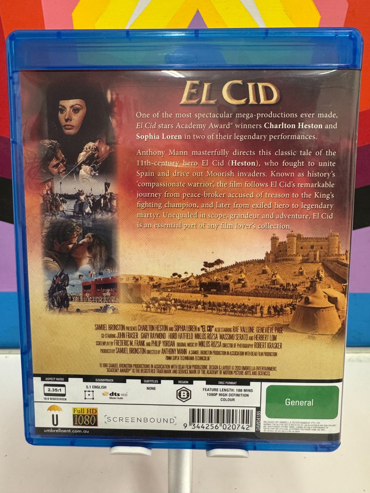 El Cid blu-ray Charlton Heston REGION B Sophia Loren