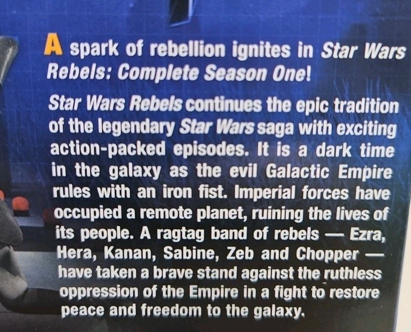 Star Wars Rebels: Complete Season One (DVD, 2014, 3-Disc, Slipcover) Dave Filoni