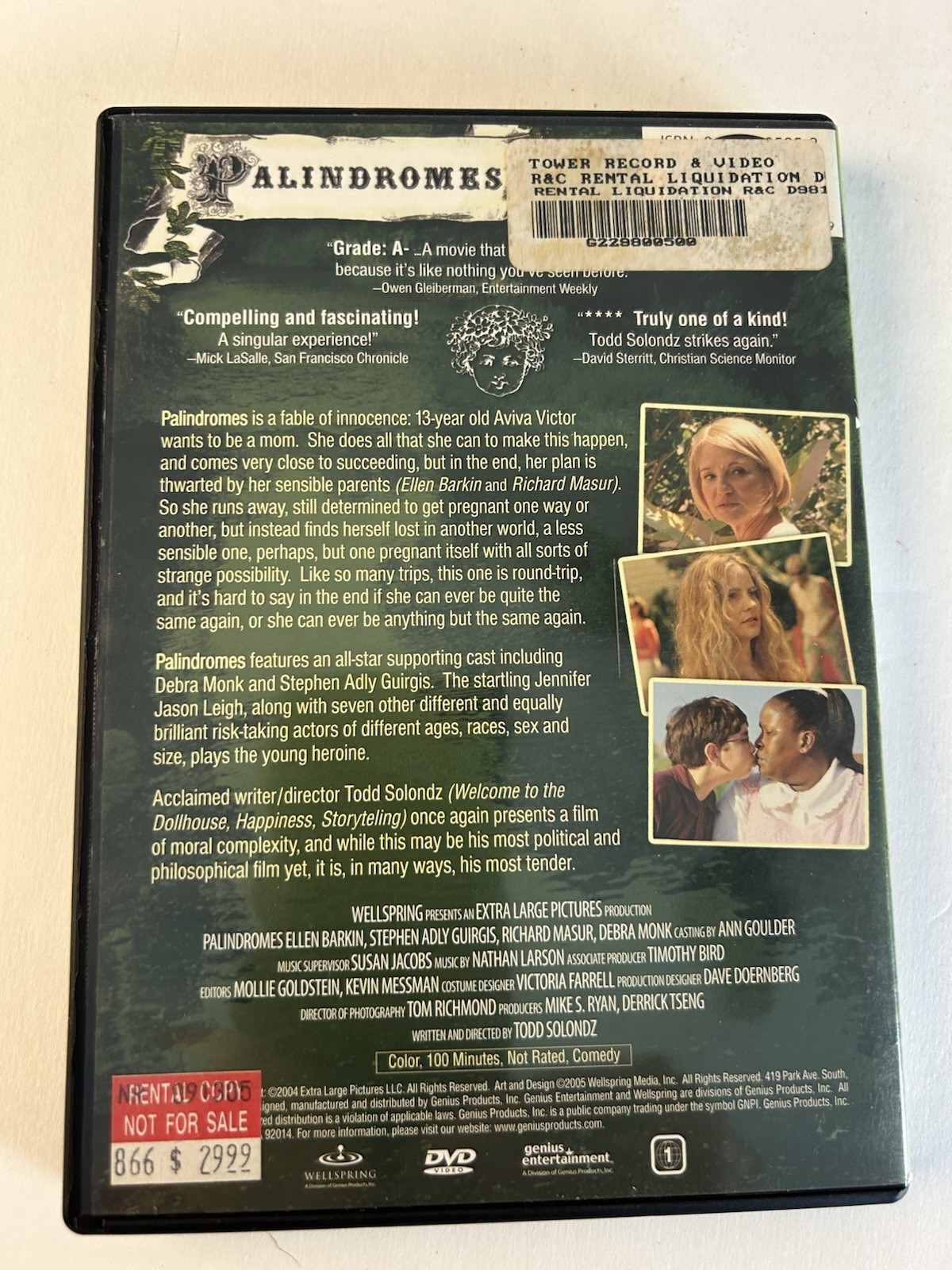 Palindromes DVD Todd Solondz Ellen Barkin Comedy Drama