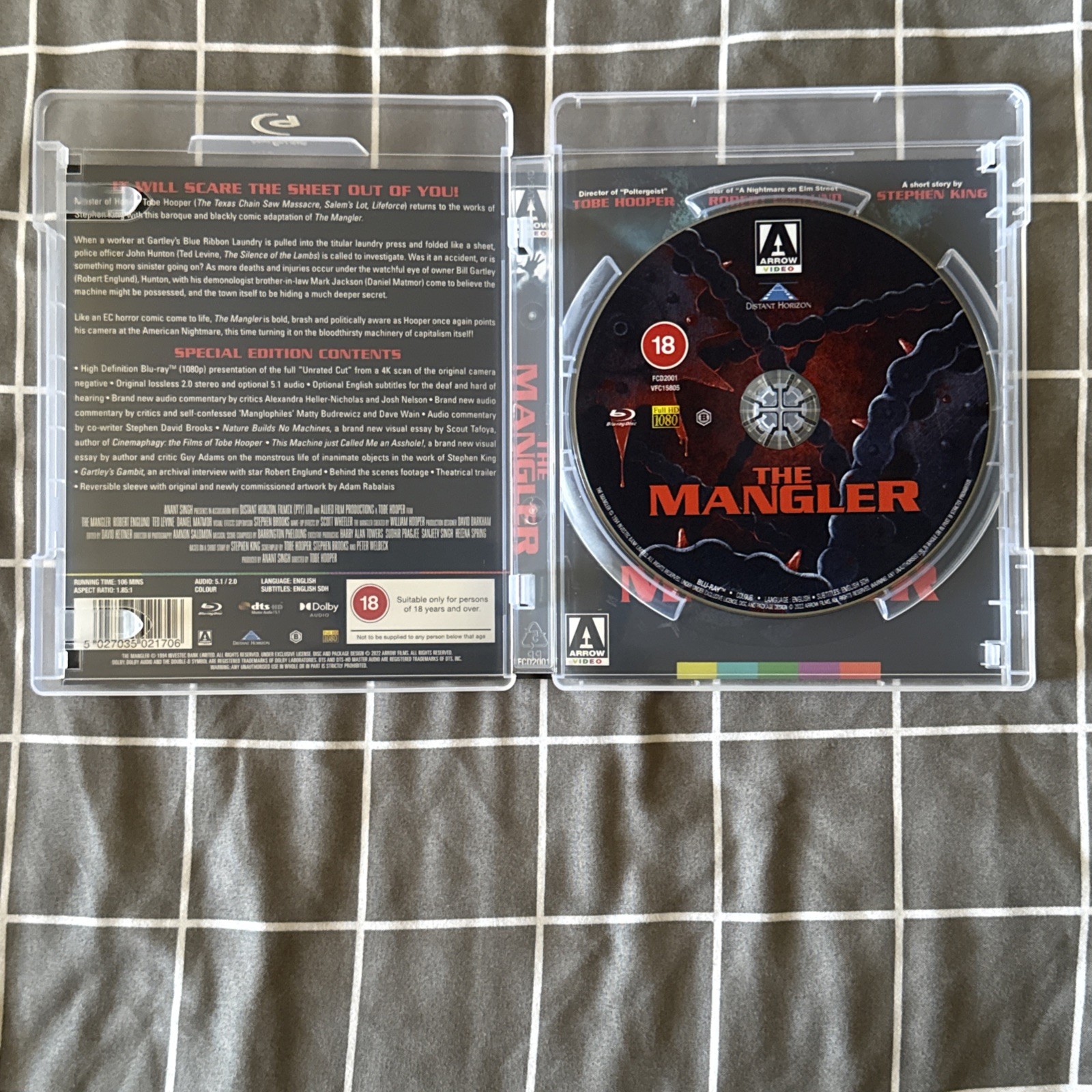 The Mangler Blu-ray *UK REGION B* OOP Tobe Hooper Arrow Video Stephen King