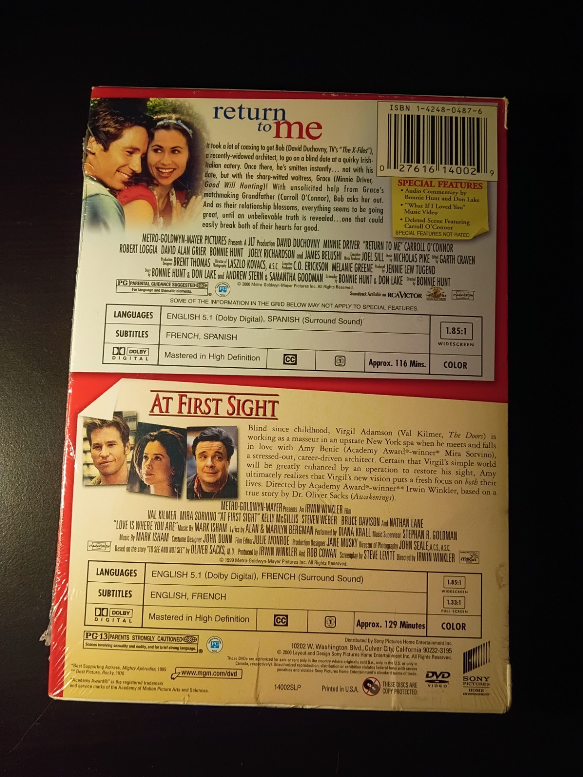 MGM Double Feature Return to Me / At First Sight DVD Widescreen PG-13
