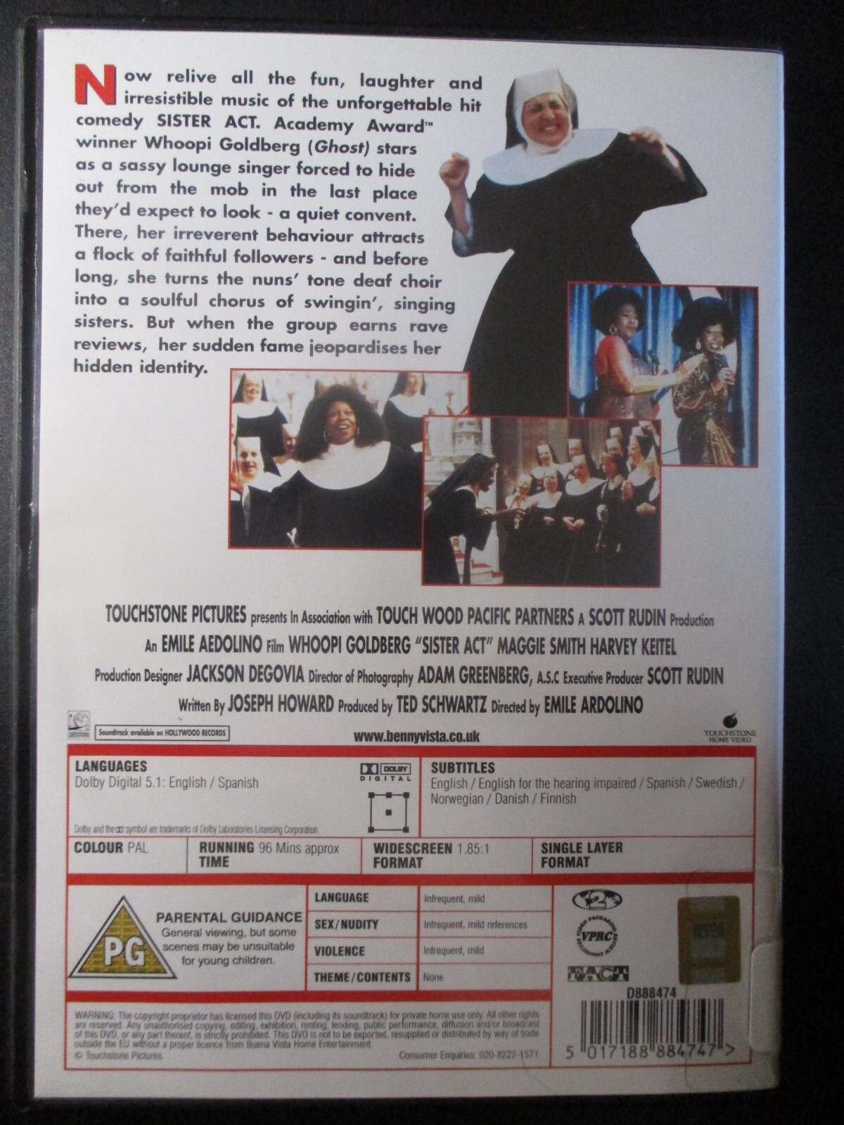 Sister Act (1.85:1 DVD) ****REGION 2*** Spanish/Swedish/Norwegian/Danish/Finnish