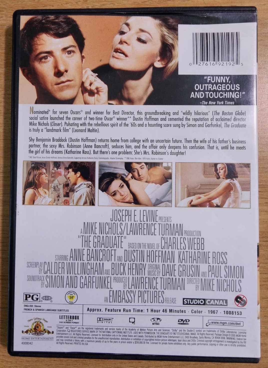 The Graduate (DVD, 1967, Letterbox) Dustin Hoffman, Anne Bancroft