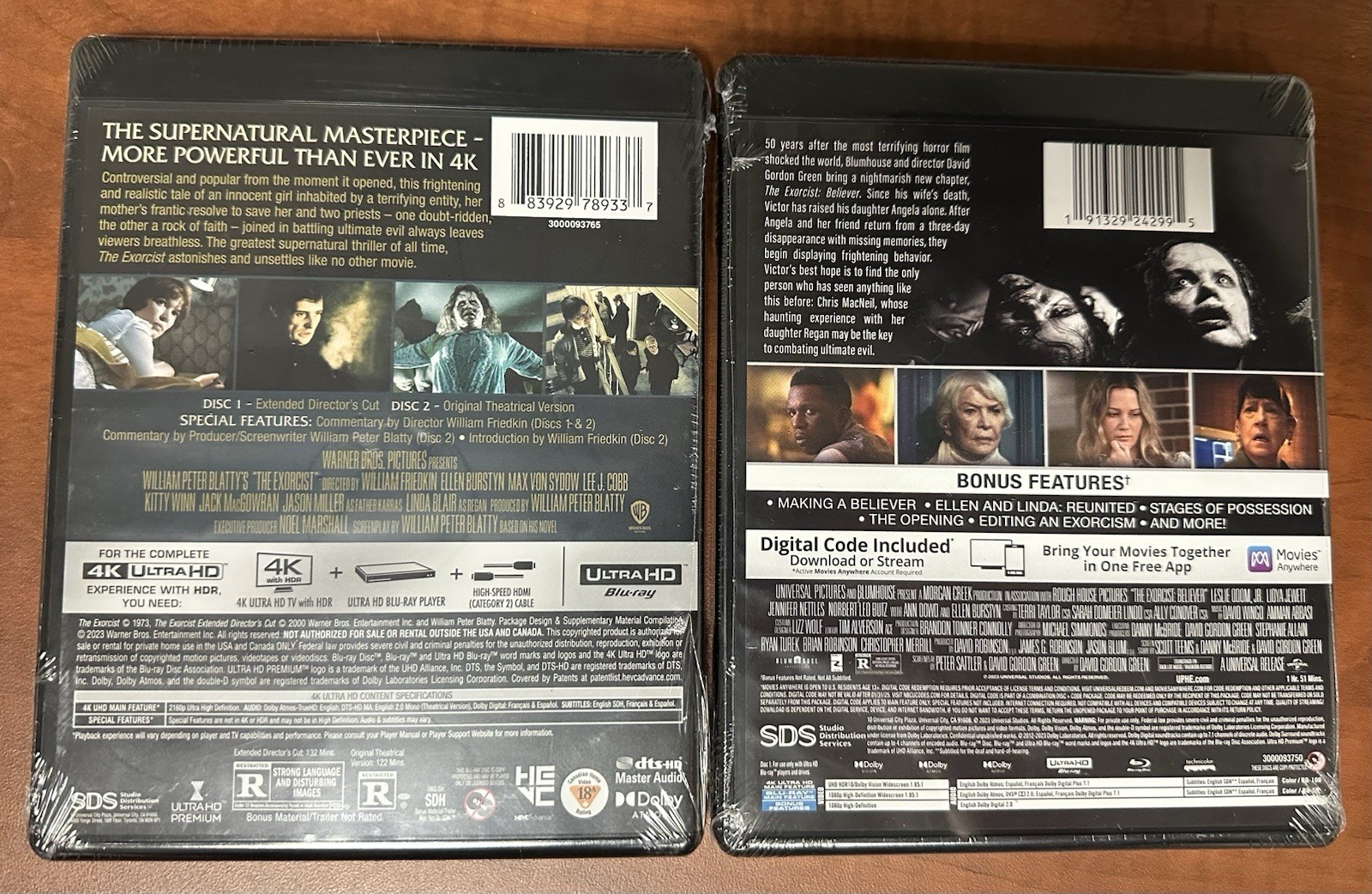The Exorcist and The Exorcist Believer (4K UHD) No Slipcovers, New/Sealed￼