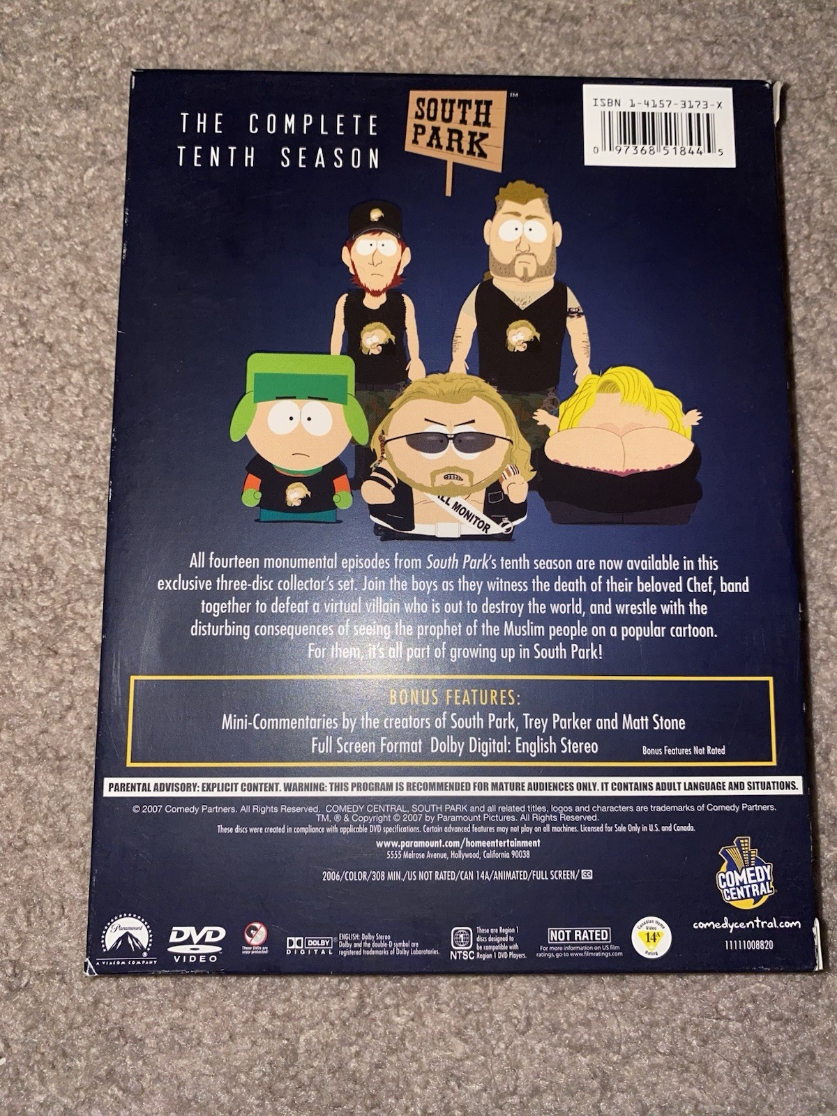 Comedy Central South Park Complete Tenth Season 10 DVD Set Commentary Fullscreen