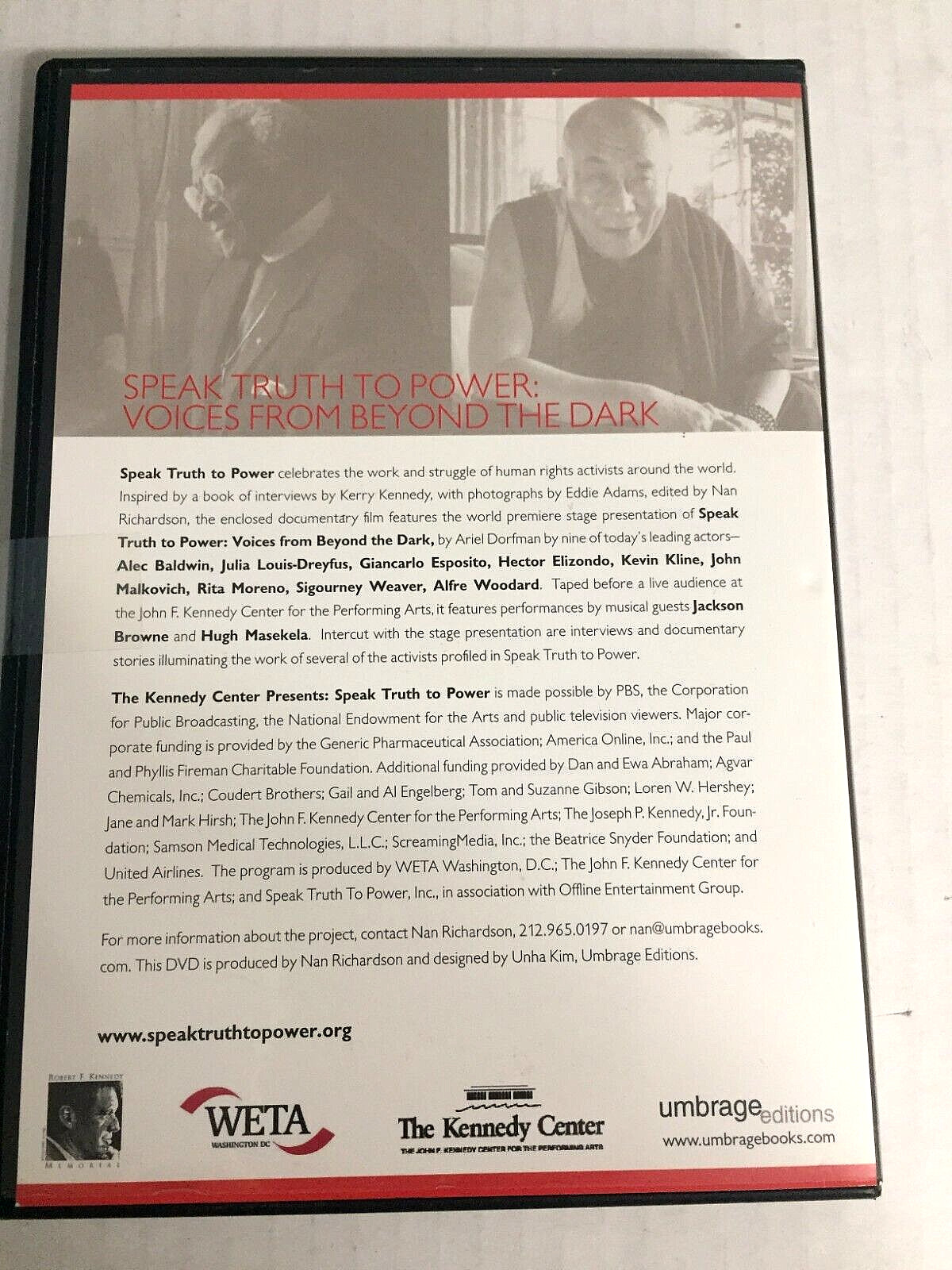 Speak Truth To Power Voices From Beyond The Dark DVD Ships With Tracking RARE!