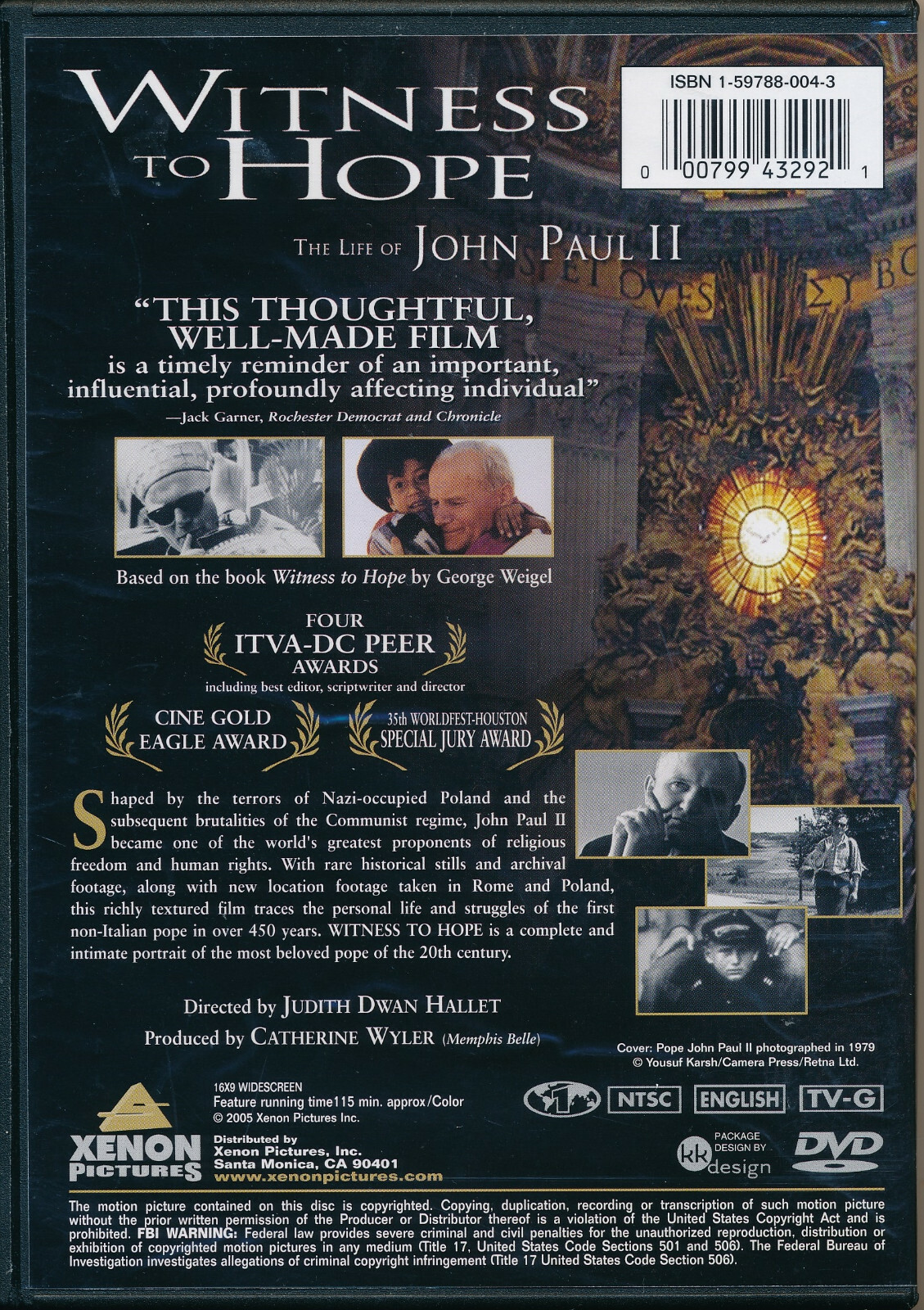 Witness to Hope, the Life of John Paul II. Color. Widescreen. 115 Minutes.