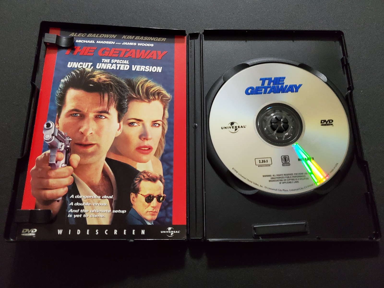 The Getaway DVD w/ Insert Alec Baldwin, Kim Basinger, James Woods 1994 R1 OOP