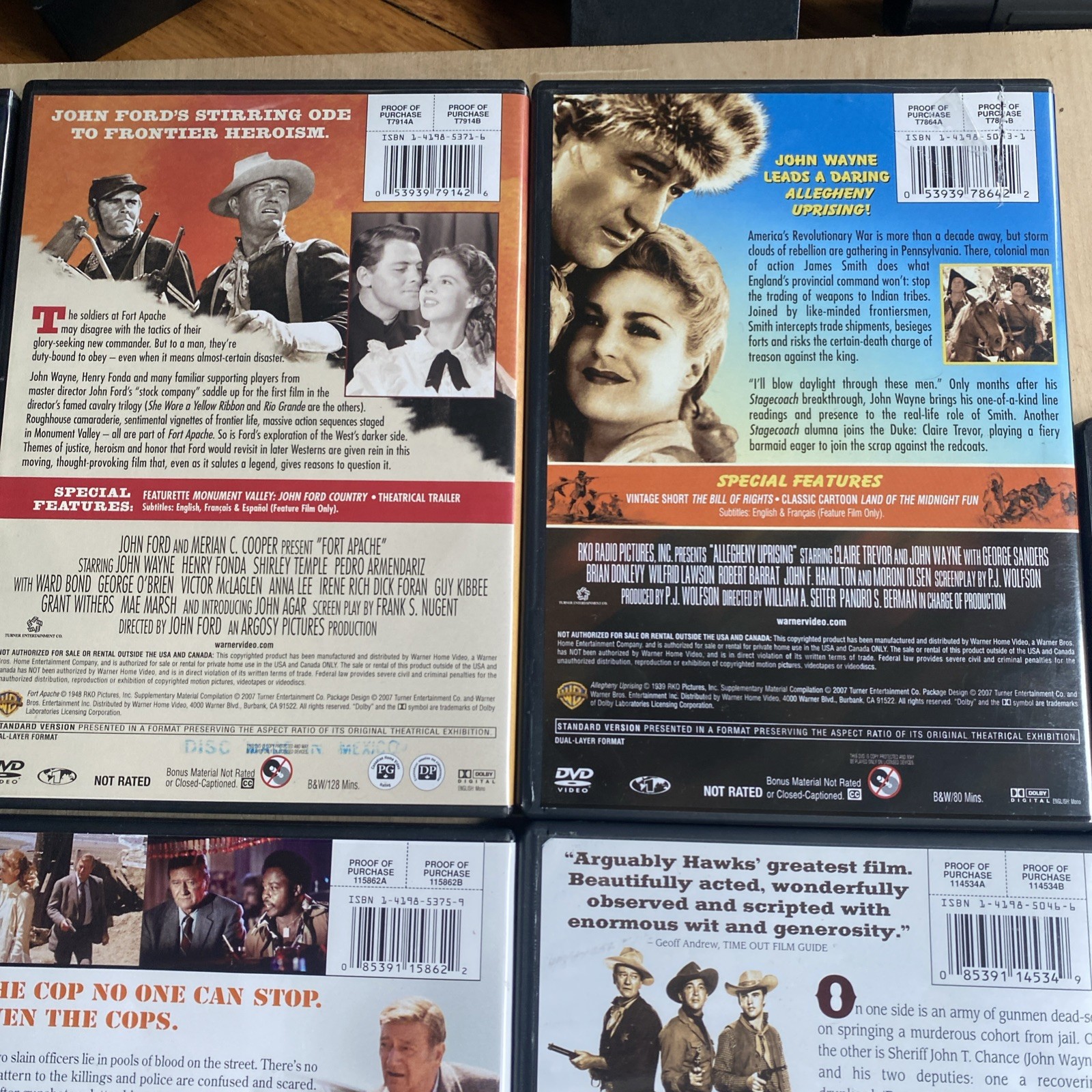 Lot of 9 – John Wayne Classic Films DVD’s – WB John Wayne Collection – Nice